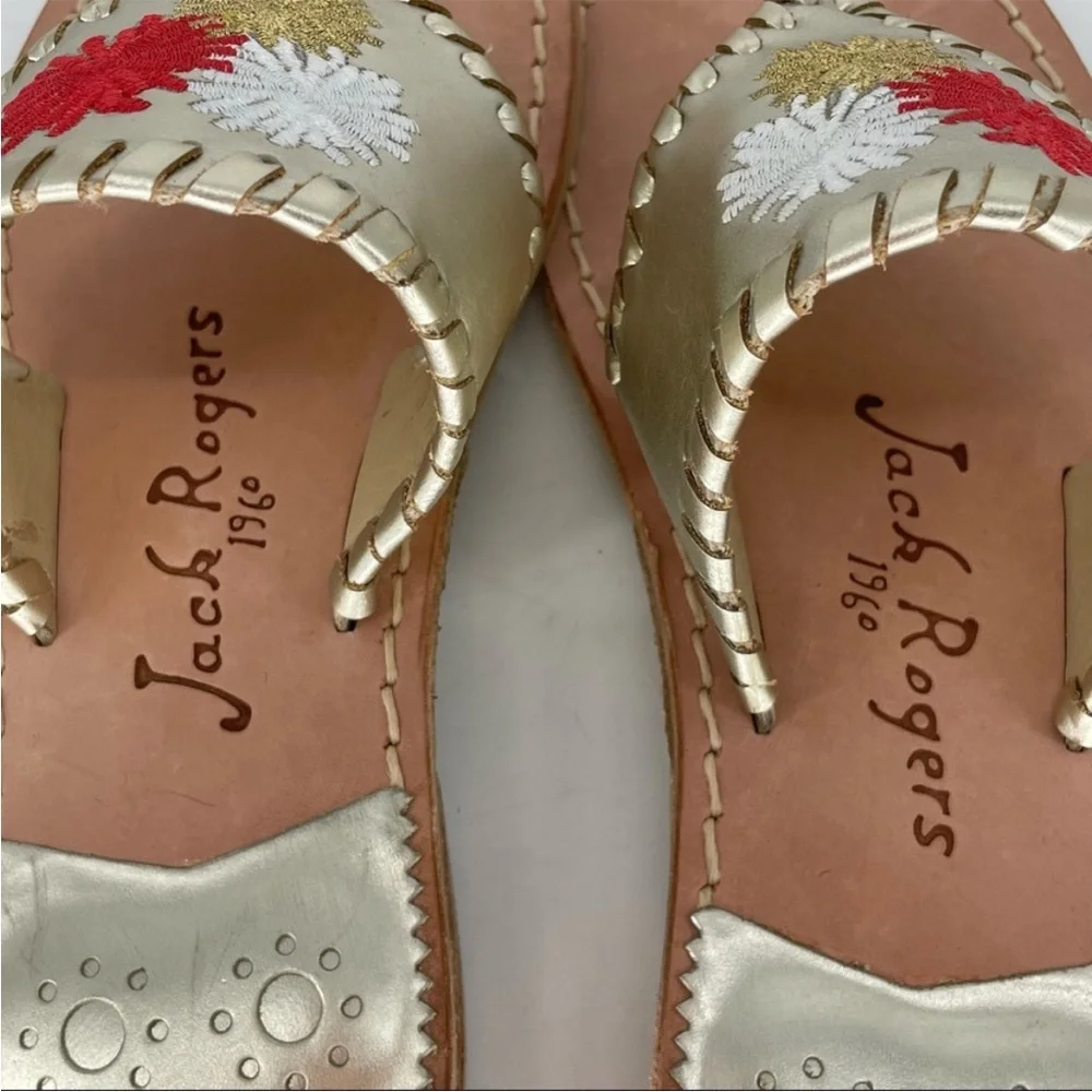 JACK ROGERS NEW FIREWORKS METALLIC GOLD COLORFUL SLIP ON SANDALS 6 - Picture 5 of 7